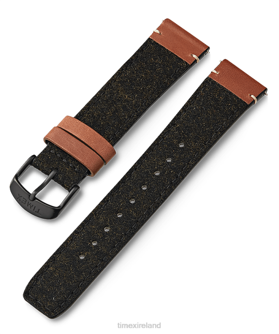 Straps | Black Unisex Timex 20mm Fabric Strap with Leather Accents R6JT439