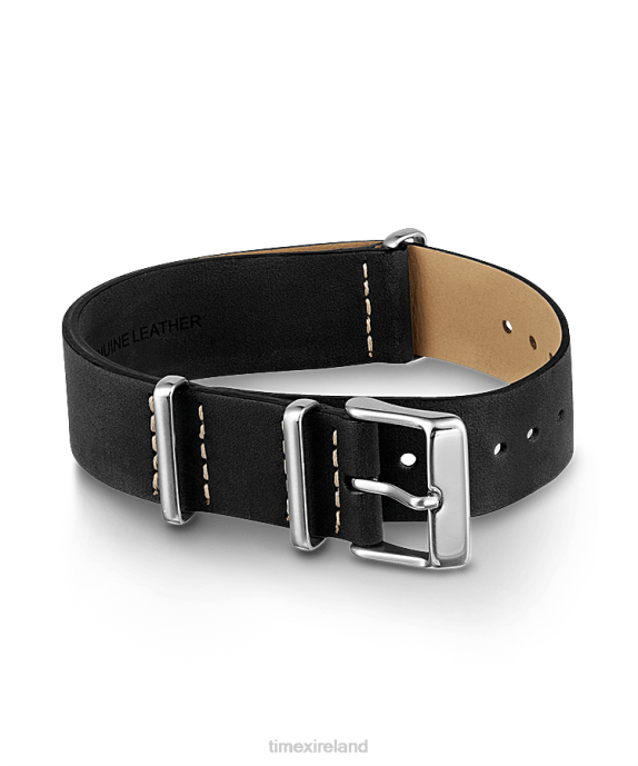 Straps | Black Unisex Timex 20mm Leather Slip-Thru Double Layer Strap R6JT463