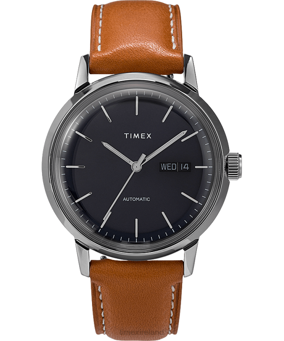 Watches | Brown/Blue Men Timex Marlin Automatic 40mm Leather Strap Watch R6JT60