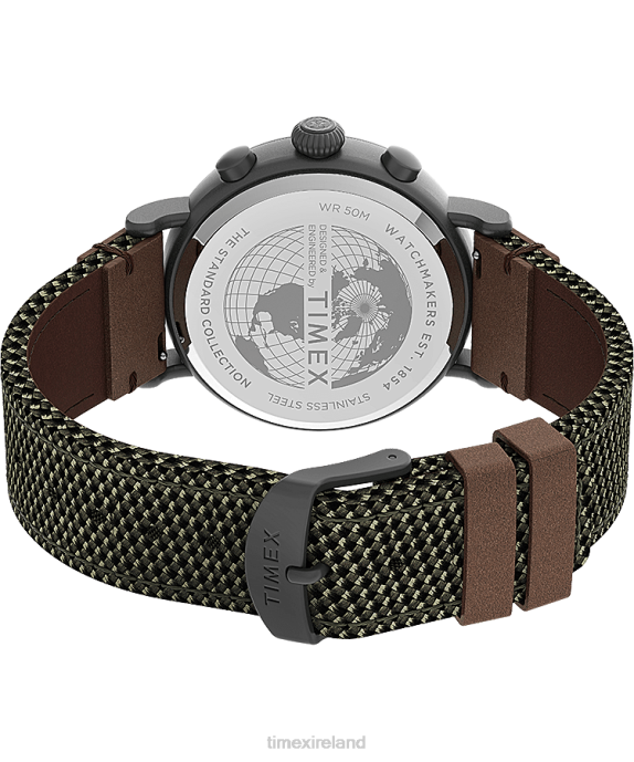 Watches | Gunmetal/Green Men Timex Standard Chronograph 41mm Fabric and Leather Strap Watch R6JT96