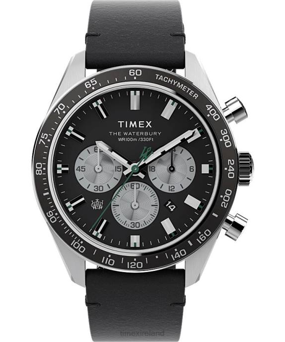 Watches | Stainless-Steel/Black/Blue Men Timex Waterbury Chronograph 41mm Leather Strap Watch R6JT91