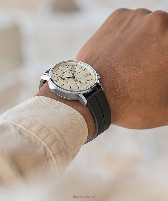 Watches | Stainless-Steel/Black/Champagne Men Timex Midtown Chronograph 40mm Synthetic Rubber Strap Watch R6JT84