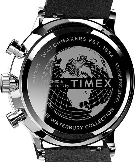 Watches | Stainless-Steel/Black/White Men Timex Waterbury Classic Chronograph 40mm Leather Strap Watch R6JT106