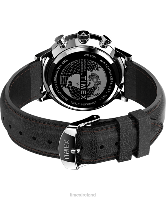 Watches | Stainless-Steel/Black/White Men Timex Waterbury Classic Chronograph 40mm Leather Strap Watch R6JT106