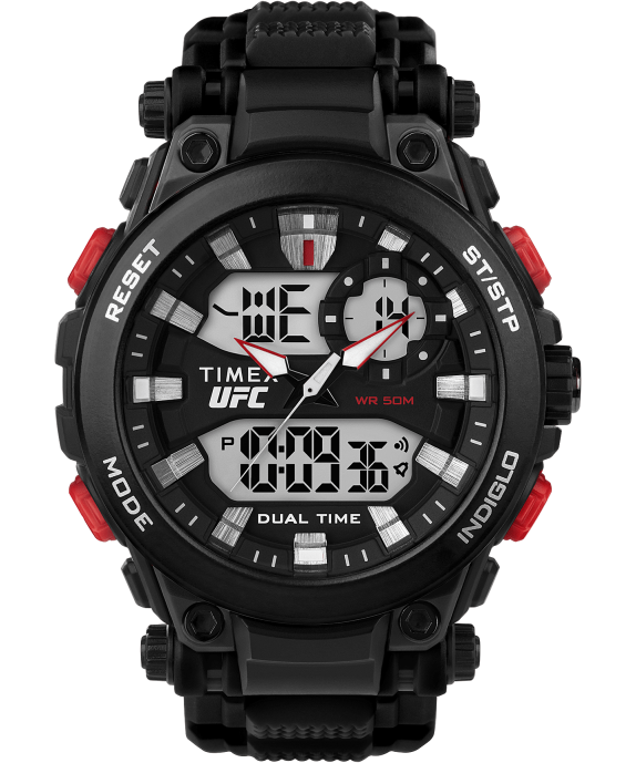Watches | Black Men Timex UFC Impact 50mm Resin Strap Watch R6JT252