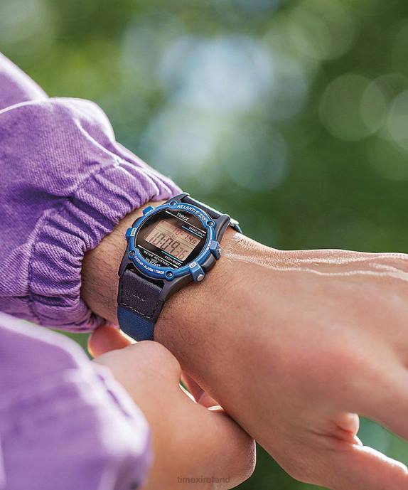 Watches | Black/Blue Men Timex Atlantis 40mm Fabric and Leather Strap Watch R6JT206