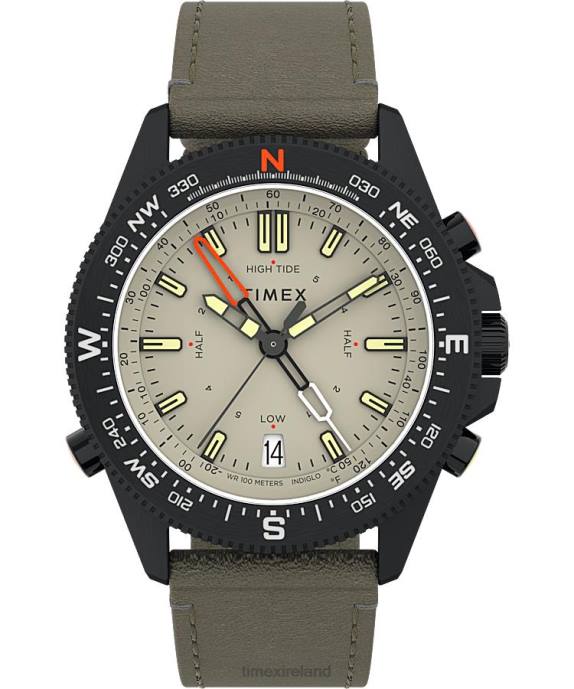 Watches | Black/Natural Men Timex Expedition North Tide-Temp-Compass 43mm Eco-Friendly Leather Strap Watch R6JT235
