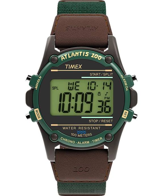 Watches | Brown/Green Men Timex Atlantis 40mm Fabric and Leather Strap Watch R6JT238