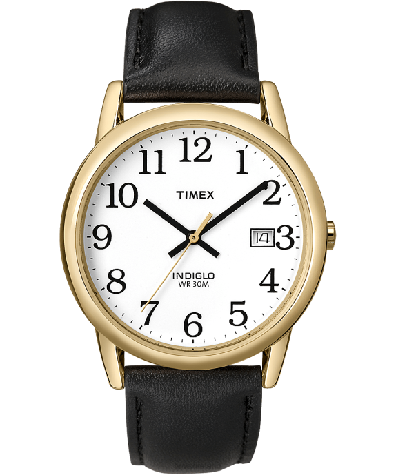 Watches | Gold-Tone/Black/White Men Timex Easy Reader 35mm Leather Strap Watch R6JT219