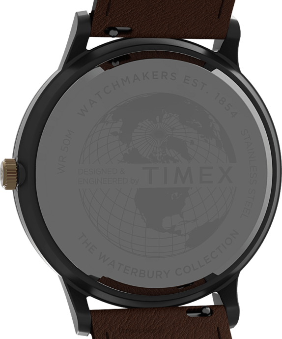 Watches | Gunmetal/Brown/Blue Men Timex Waterbury Classic Day/Date 40mm Leather Strap Watch R6JT230