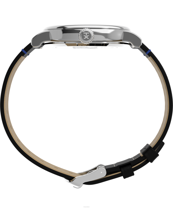 Watches | Silver-Tone/Black/Blue Men Timex Standard x Peanuts Featuring Snoopy Graduation 40mm Leather Strap Watch R6JT208