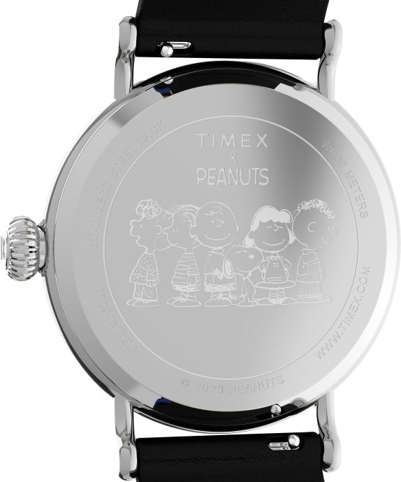 Watches | Silver-Tone/Black/Blue Men Timex Standard x Peanuts Featuring Snoopy Graduation 40mm Leather Strap Watch R6JT208