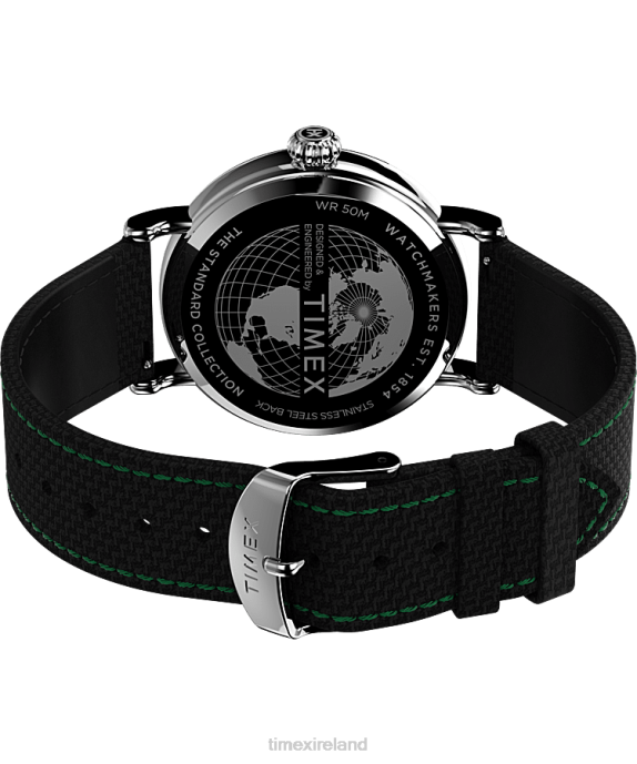 Watches | Silver-Tone/Black/Green Men Timex Standard 40mm Fabric Strap Watch R6JT200