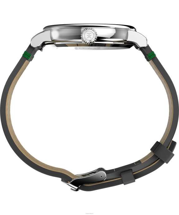 Watches | Silver-Tone/Black/Green Men Timex Standard x Peanuts Featuring Snoopy Ice Skating 40mm Leather Strap Watch R6JT184