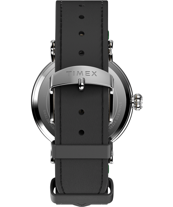 Watches | Silver-Tone/Black/Green Men Timex Standard x Peanuts Featuring Snoopy Ice Skating 40mm Leather Strap Watch R6JT184