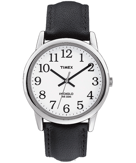 Watches | Silver-Tone/Black/White Men Timex Easy Reader 35mm Leather Strap Watch R6JT218