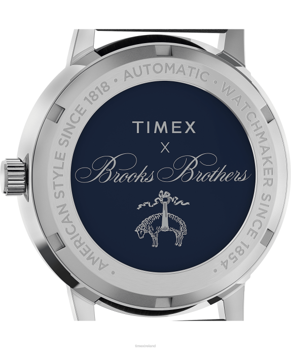 Watches | Stainless-Steel/Black/Cream Men Timex x Brooks Brothers Marlin Automatic 38mm Leather Strap and Fabric Strap Set R6JT174
