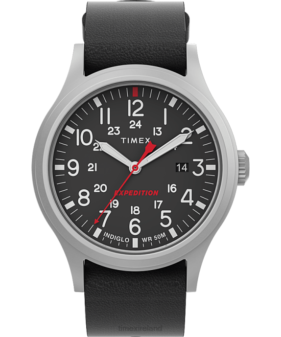 Watches | Stainless-Steel/Black Men Timex Expedition North Sierra 40mm Leather Strap Watch R6JT224