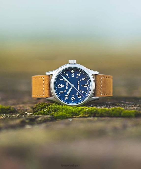 Watches | Stainless-Steel/Blue Men Timex Expedition North Sierra 40mm Leather Strap Watch R6JT213