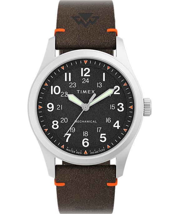 Watches | Stainless-Steel/Brown/Black Men Timex Expedition North Field Mechanical 38mm Eco-Friendly Leather Strap Watch R6JT207
