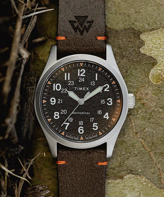 Watches | Stainless-Steel/Brown/Black Men Timex Expedition North Field Mechanical 38mm Eco-Friendly Leather Strap Watch R6JT207