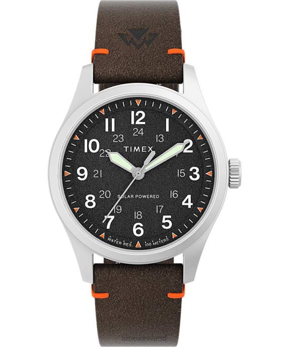 Watches | Stainless-Steel/Brown/Black Men Timex Expedition North Field Solar 36mm Eco-Friendly Leather Strap Watch R6JT177