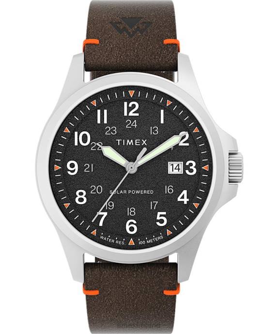 Watches | Stainless-Steel/Brown/Black Men Timex Expedition North Field Solar 41mm Eco-Friendly Leather Strap Watch R6JT209