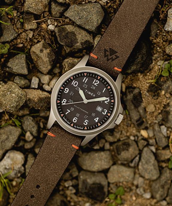 Watches | Stainless-Steel/Brown/Black Men Timex Expedition North Field Solar 41mm Eco-Friendly Leather Strap Watch R6JT209