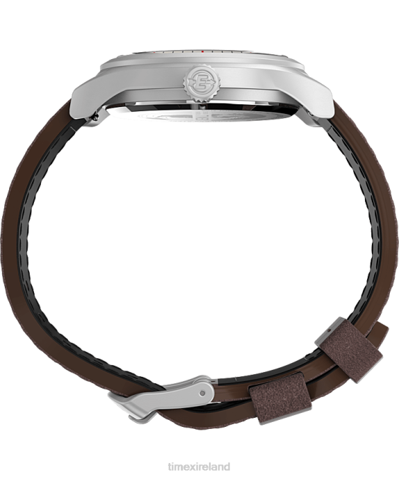 Watches | Stainless-Steel/Brown/Cream Men Timex Expedition North Sierra 40mm Leather Strap Watch R6JT188