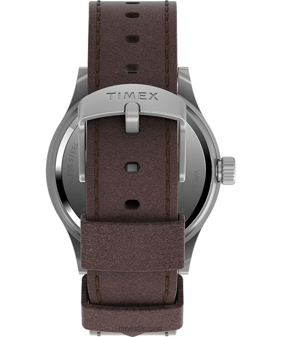 Watches | Stainless-Steel/Brown/Cream Men Timex Expedition North Sierra 40mm Leather Strap Watch R6JT188