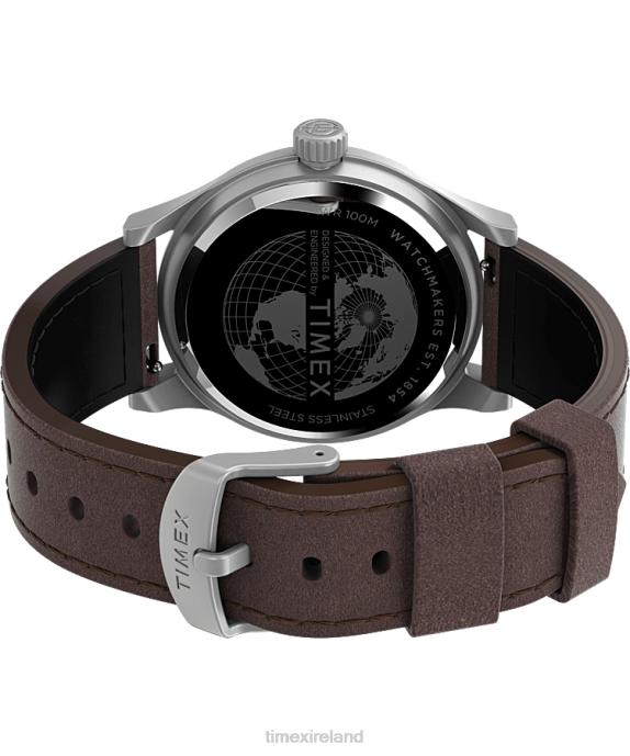 Watches | Stainless-Steel/Brown/Cream Men Timex Expedition North Sierra 40mm Leather Strap Watch R6JT188