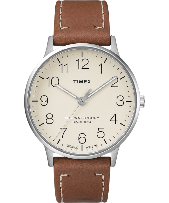 Watches | Stainless-Steel/Tan/Cream Men Timex Waterbury Classic 40mm Leather Strap Watch R6JT221