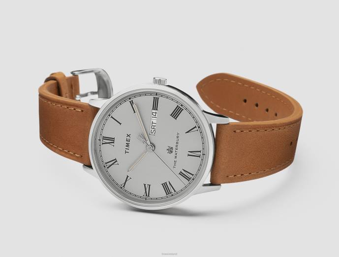 Watches | Stainless-Steel/Tan/Gray Men Timex Waterbury Classic 40mm Leather Strap Watch R6JT212