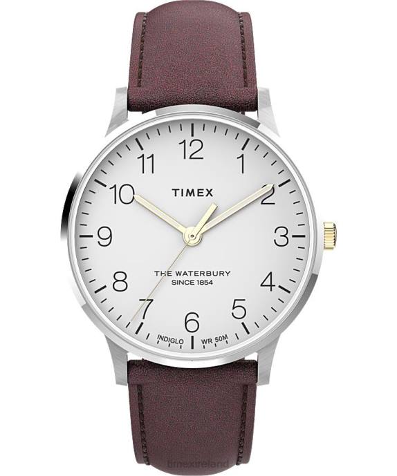 Watches | Stainless-Steel/White Men Timex Waterbury Classic 40mm Leather Strap Watch R6JT231
