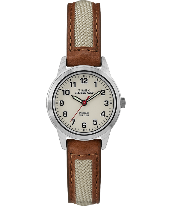Watches | Chrome/Tan/Natural Men Timex Expedition Field Mini 26mm Leather Strap Watch R6JT26
