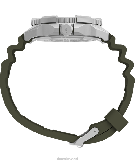 Watches | Silver-Tone/Green Men Timex Expedition North Ridge 41mm Silicone Strap Watch R6JT13