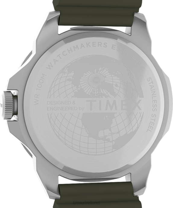 Watches | Silver-Tone/Green Men Timex Expedition North Ridge 41mm Silicone Strap Watch R6JT13