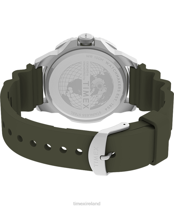 Watches | Silver-Tone/Green Men Timex Expedition North Ridge 41mm Silicone Strap Watch R6JT13