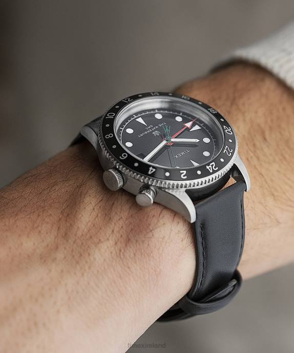 Watches | Stainless-Steel/Black Men Timex Waterbury Traditional GMT 39mm Leather Strap Watch R6JT2