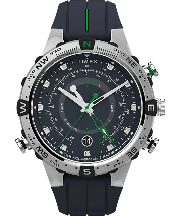 Watches | Stainless-Steel/Blue Men Timex Expedition North Tide-Temp-Compass 45mm Silicone Strap Watch R6JT36