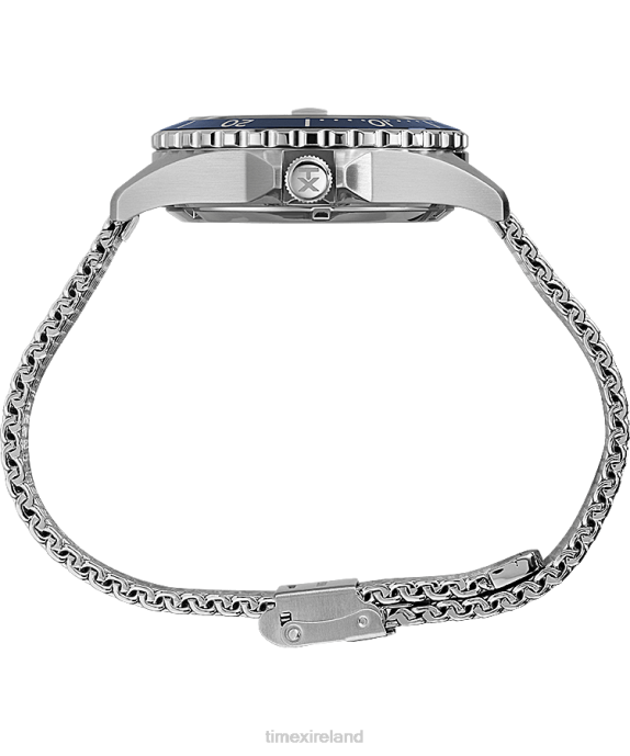 Watches | Stainless-Steel/Blue Men Timex Navi XL Automatic 41mm Stainless Steel Mesh Band Watch R6JT28