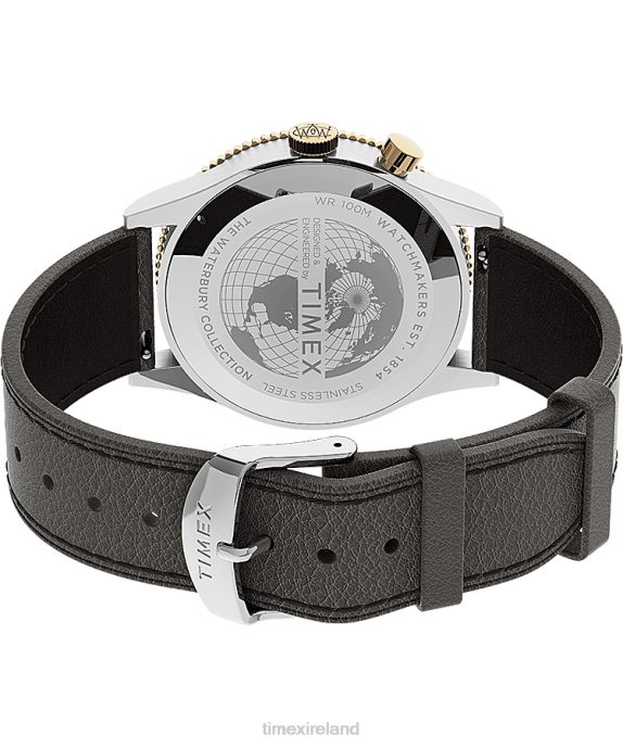 Watches | Stainless-Steel/Brown/Blue Men Timex Waterbury Traditional GMT 39mm Leather Strap Watch R6JT5