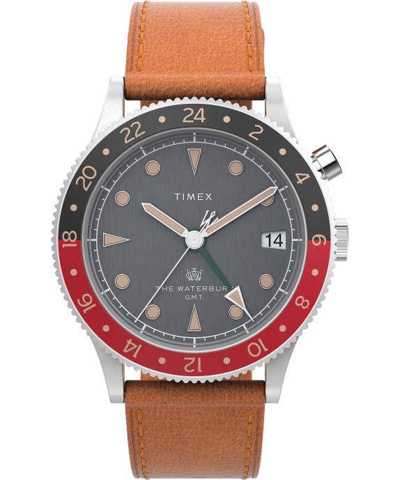 Watches | Tan/Black Men Timex Waterbury Traditional GMT 39mm Leather Strap Watch R6JT11