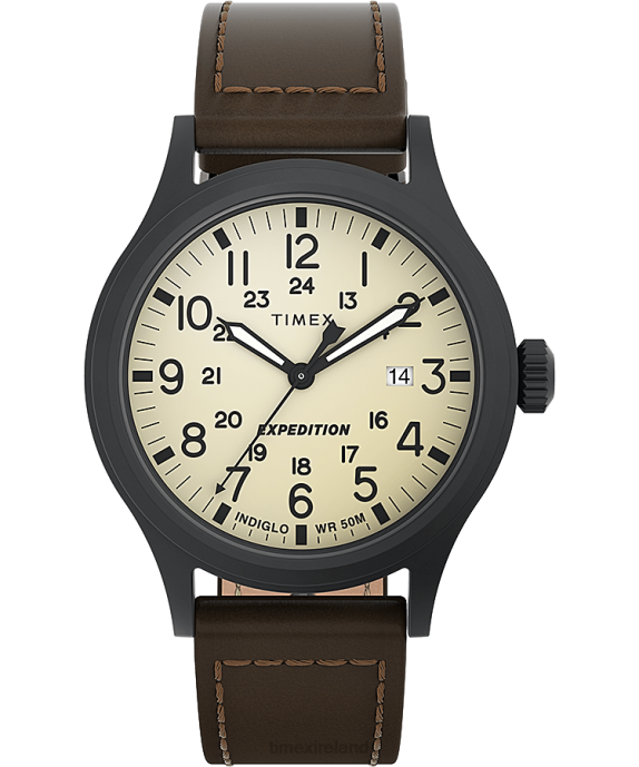 Watches | Black/Brown/Natural Men Timex Expedition Scout 40mm Leather Strap Watch R6JT316