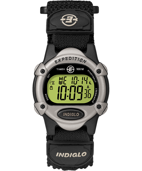 Watches | Black/Silver-Tone Men Timex Expedition Chrono-Alarm-Timer 34mm Fabric Strap Watch R6JT307