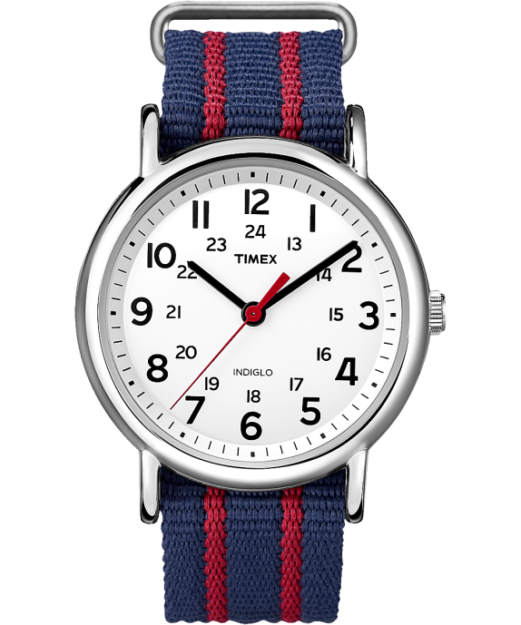 Watches | Chrome/Blue/White Men Timex Weekender 38mm Fabric Strap Watch R6JT301