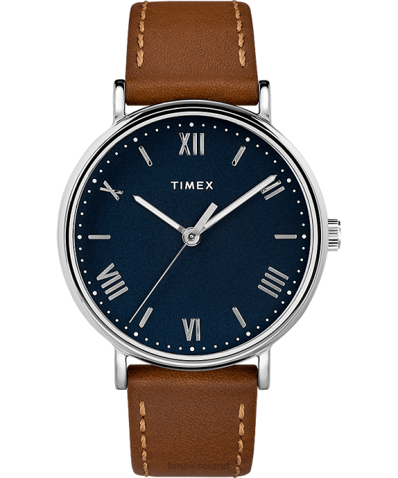 Watches | Chrome/Tan/Blue Men Timex Southview 41mm Leather Strap Watch R6JT285
