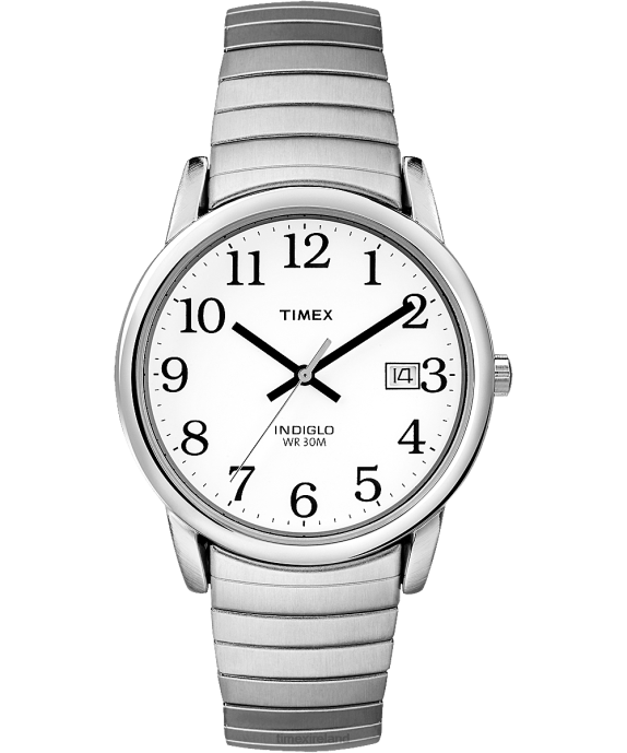 Watches | Silver-Tone/Stainless-Steel/White Men Timex Easy Reader 35mm Expansion Band Watch R6JT300