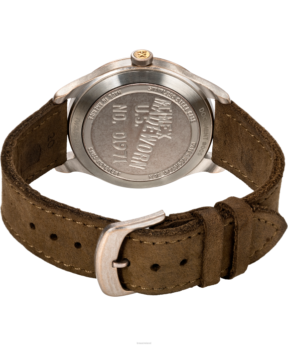 Watches | Stainless-Steel/Brown Men Timex x MadeWorn 41mm Leather Strap Watch R6JT293