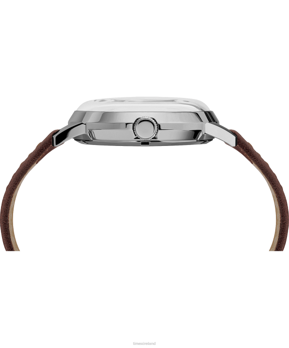 Watches | Stainless-Steel/Brown/Silver-Tone Men Timex Marlin Automatic 40mm Leather Strap Watch Featuring Chicago Cubs R6JT295